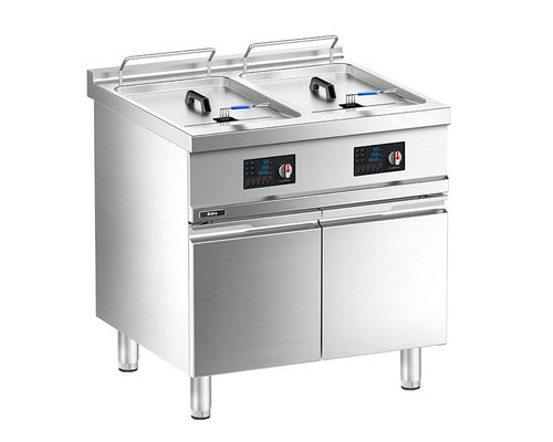 quality  Floor Western Electric Double-tank Deep Fryer with Cabinet factory