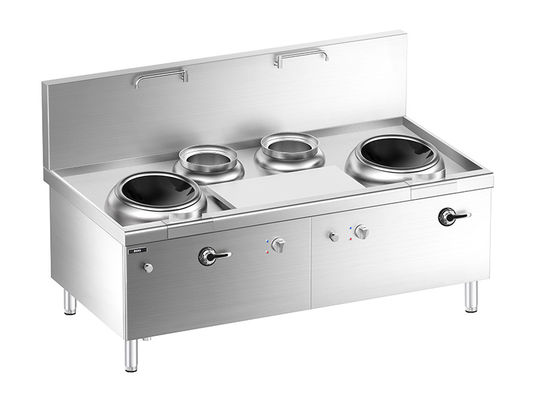 quality  Floor Chinese Induction  Double-wok  and Double Bain Marie  Stove with Cabinet factory
